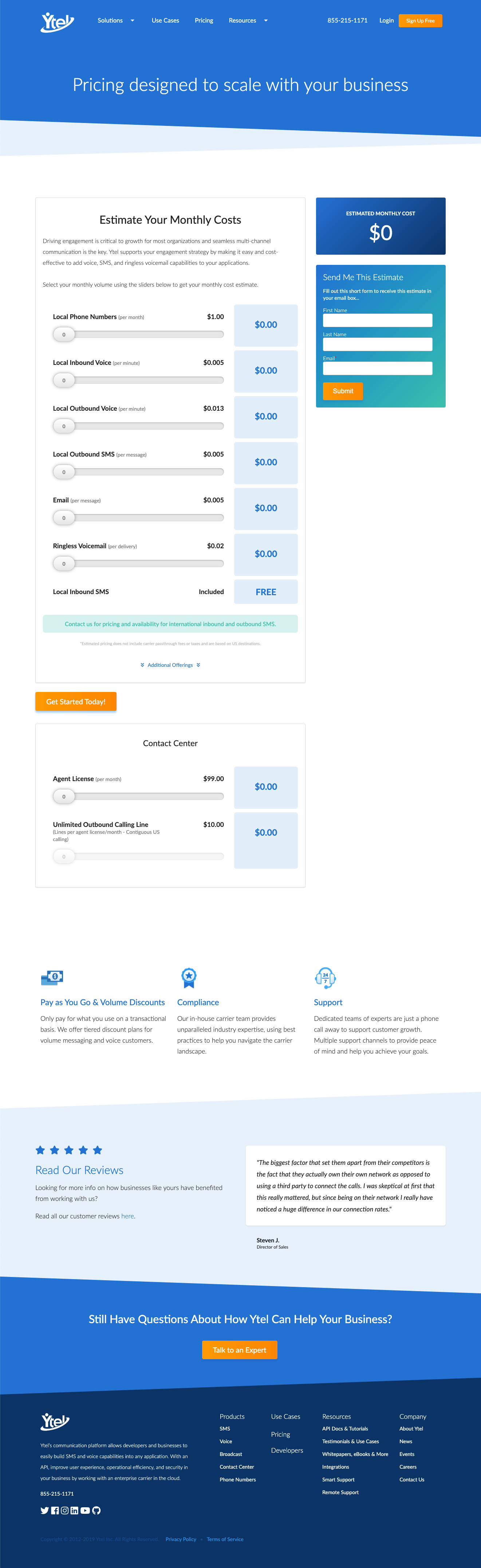 Ytel Interactive Pricing Page